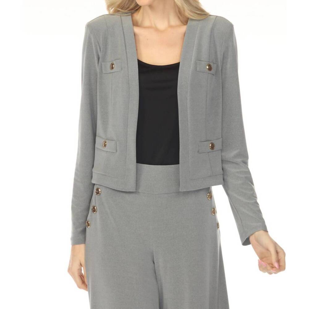 NEW JOSEPH RIBKOFF open front long sleeve bolero in grey melange